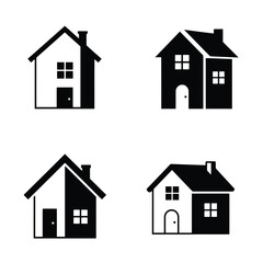 Fototapeta premium Home button icons set. Home page icon. Simple house symbols. Building icon. Vector illustration.Home icon line vector illustration , house