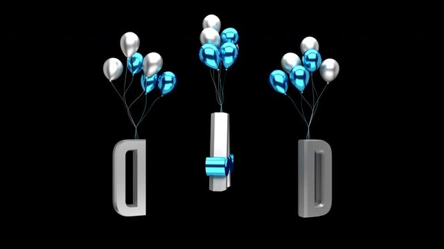 3D Father's Day animation on a transparent alpha channel in a seamless loop for easy drag and drop use...
