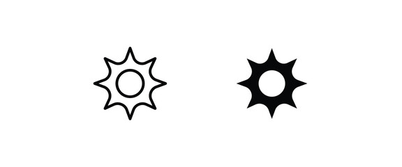 Brightness icon set, sun rays icon solar line and flat icons set, editable stroke isolated on white, linear vector outline illustration, symbol logo design style , Intensity .