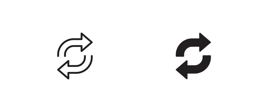 double reverse arrow, replace icon, exchange, Cashback Refund money, convert icon, trade, return icons button, vector, sign, symbol, logo, illustration, editable stroke, flat design style isolated