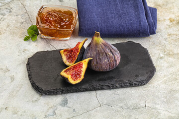 Purple ripe fig with cut
