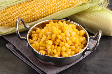 Canned sweet young corn grain