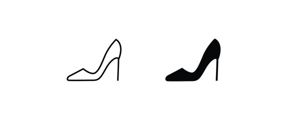 High heels icon, woman shoes, Women's shoe icons button, vector, sign, symbol, logo, illustration, editable stroke, flat design style isolated on white linear pictogram