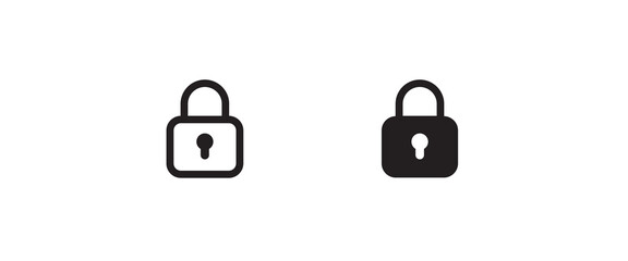 Padlock icon template. Lock icon Silhouette padlock for applications, sites. Private access, restricted access. Security symbol vector sign isolated on white