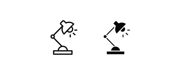 Table office lamp. Desktop electric icons button, vector, sign, symbol, logo, illustration, editable stroke, flat design style isolated on white