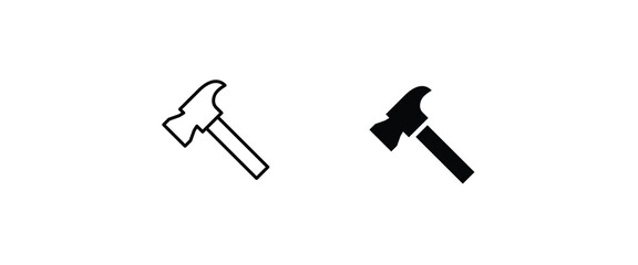 Hammer Icon, Carpenter Hammer icons button, vector, sign, symbol, logo, illustration, editable stroke, flat design style isolated on white linear pictogram