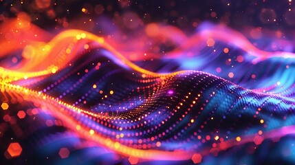 Trendy AI Generated Light Effects vibrant futuristic digital pattern flowing waveform dreamy holographic texture high tech surface design created through advanced AI generated aesthetic cut out