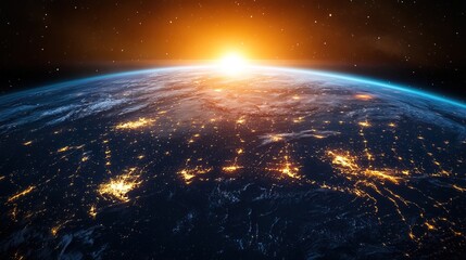 Obraz premium Earth at Night Illuminated by City Lights
