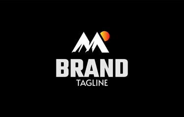 Letter M mountain monogram logo design template
