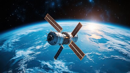 Obraz premium Satellite in Orbit Above Earth