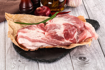 Raw pork shoulder for cooking