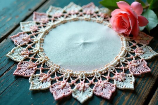 Intricate floral lace doily, delicate texture , spitze, pattern