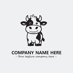 Cow illustration black and white for logo company vector image
