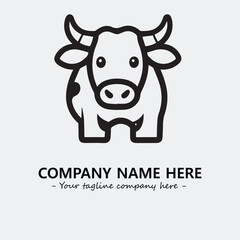 Cow illustration black and white for logo company vector image
