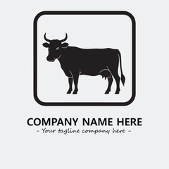 Cow illustration black and white for logo company vector image
