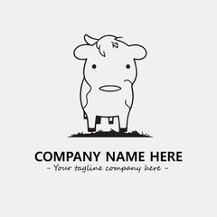 Cow illustration black and white for logo company vector image

