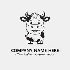 Cow illustration black and white for logo company vector image
