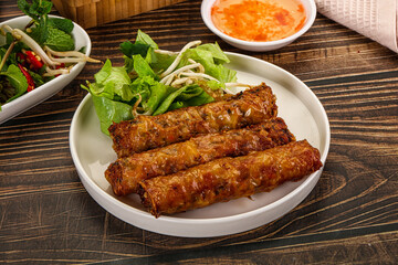 Fried Vietnamese spring roll with special sauce