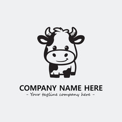 Cow illustration black and white for logo company vector image
