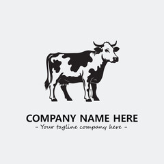 Cow illustration black and white for logo company vector image
