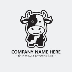 Cow illustration black and white for logo company vector image
