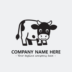 Cow illustration black and white for logo company vector image
