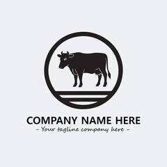 Cow illustration black and white for logo company vector image
