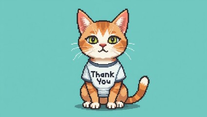 Fototapeta premium A cute orange cat wearing a 'Thank You' shirt, perfect for expressing gratitude in a fun and charming way.