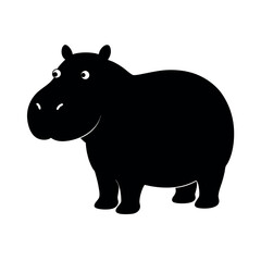 black vector silhouette hippopotamus