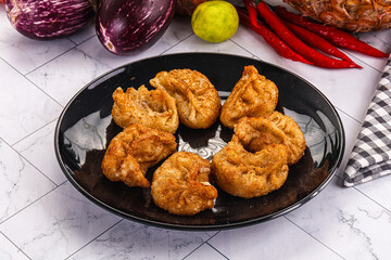 Tibetian fried momo stuffed dumplings