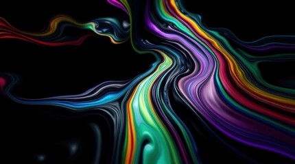 Abstract liquid paint flowing design. Vibrant color streaks on a dark background.  Dynamic fluid patterns