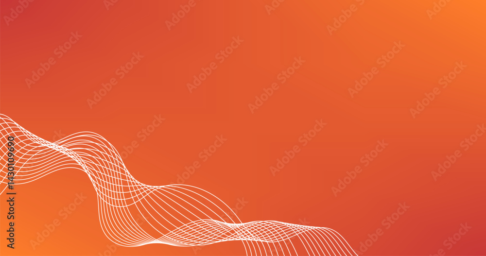 Poster abstract background with wavy lines. vector illustration. orange gradient background.