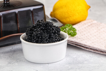 black sturgeon caviar in the bowl
