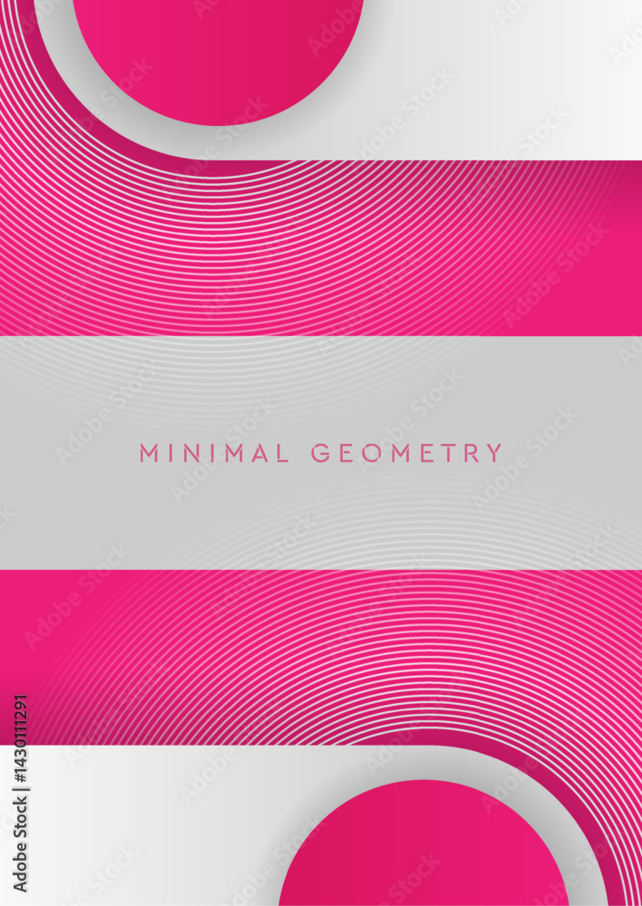 Poster pink and grey flat minimal geometric abstract flyer design. vector concept modern background