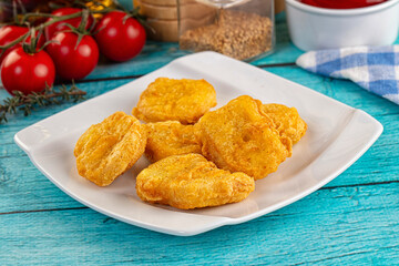 Golden crispy fried chicken nuggets