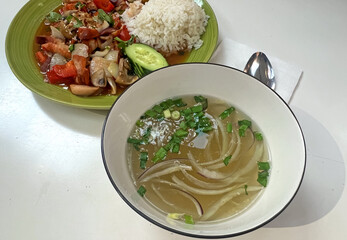 Com Duy Ga Chua Ngot and Vietnamese soup