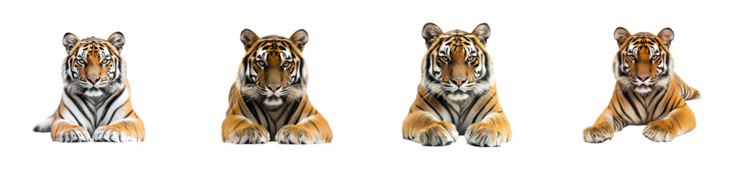 Fototapeta premium Multiple tiger portraits with transparent background