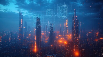 Obraz premium Futuristic Cityscape at Night