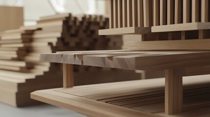 Wooden Furniture Components in a Workshop