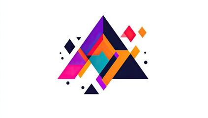 Abstract geometric design featuring vibrant, overlapping triangles and shapes