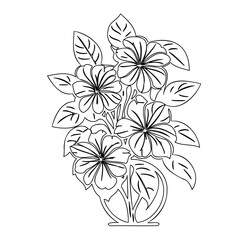 Elegant floral arrangement illustration with delicate line art drawing style