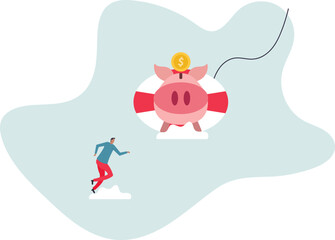 Emergency fund or money to help in crisis situation, savings for unexpected expense or losing job, emergency loan .character for design.