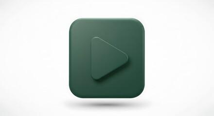 Play Button Green Simple Square