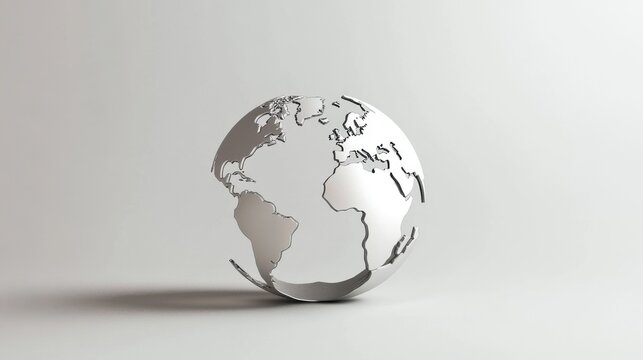 Fototapeta Silver Geometric Globe Model on Light Gray Background