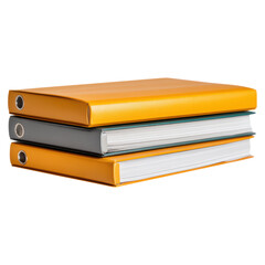 Colorful File Binders Stacked for Business, isolated on transparent background.