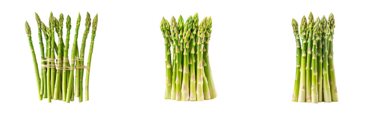 Fresh green asparagus on transparent background for culinary use