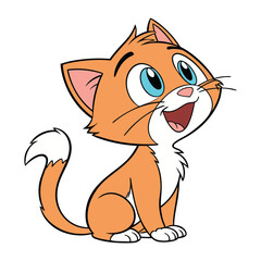 This is a cheerful, animated illustration of a small, orange tabby kitten.
