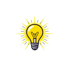 Yellow light bulb illustration for bright idea concept and creative thinking inspiration image vector design