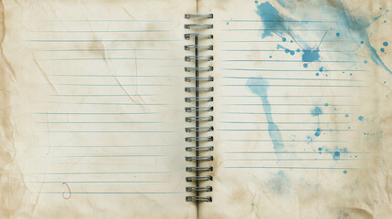 Old school notebook paper, torn at the side with faint writing and rough texture
