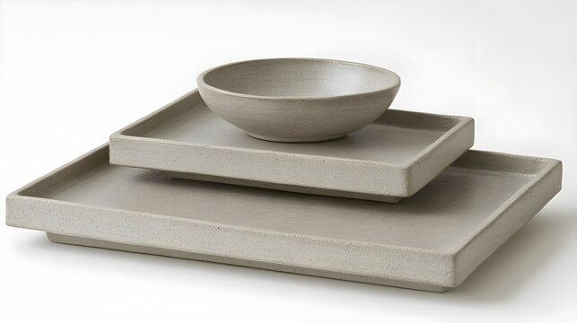 Creative nesting trays design modern kitchen tableware minimalist environment overhead view functional aesthetics